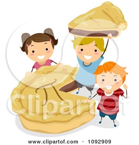 Clipart Happy Kids With A Pi Pie - Royalty Free Vector Illustration by BNP Design Studio #1092909