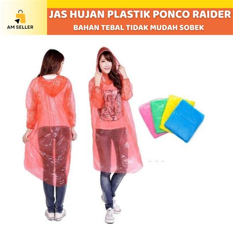 Jual Jas Hujan Plastik Tebal Ldpe Merk Raider Bambu Model Ponco