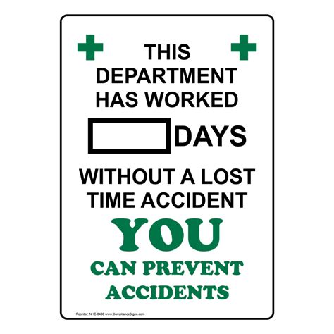 Department Worked Days Without Lost Time Accident Sign Nhe 8486