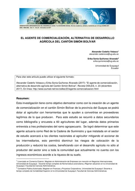 PDF EL AGENTE DE COMERCIALIZACIÓN ALTERNATIVA DE DESARROLLO AGRÍCOLA