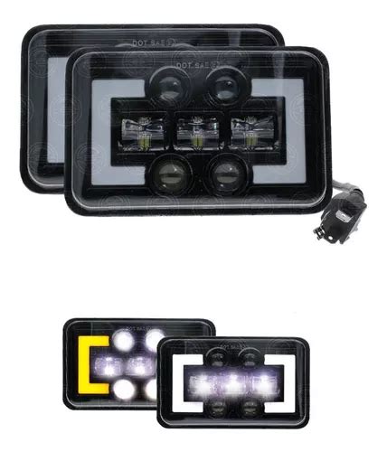 Par Faro Unidad 10 Led Lupa Rectangular 4x6 Corchetes Bicol Envío gratis