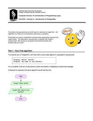 Fillable Online Flowcharts And Pseudocode Are Both Ways To Represent An