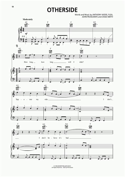 Otherside Piano Sheet Music Onlinepianist