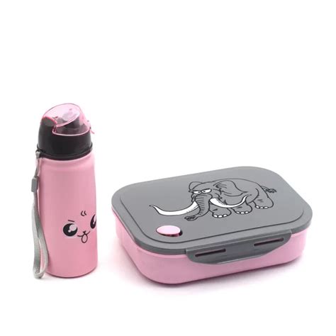 Portable Lunch Box with 400ml Water Bottle Set Multi-compartments Food