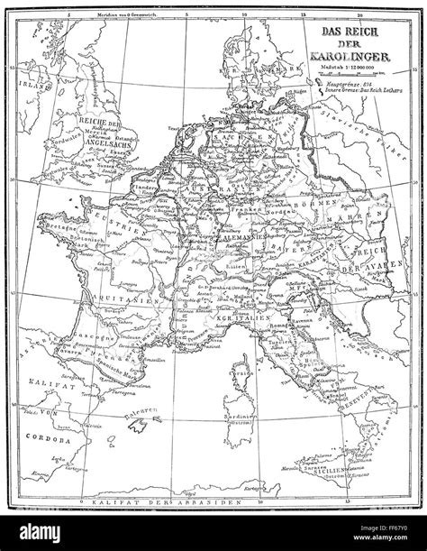 CAROLINGIAN EMPIRE, c751-843. /nA map depicting the Carolingian Empire ...