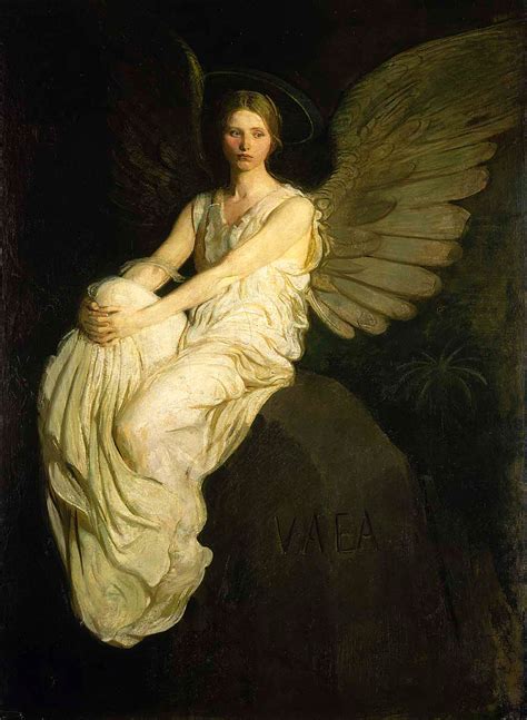 Winged Figure Seated Upon A Rock Abbott Handerson Thayer