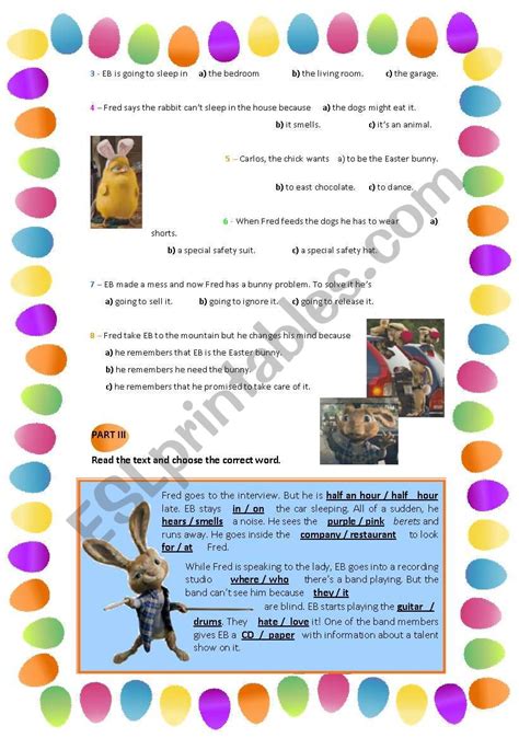 Hop Easter Film Worksheet 2 - ESL worksheet by pat_trixa