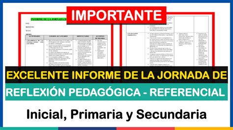 IMPORTANTE Excelente Informe de la Jornada de Reflexión Pedagógica