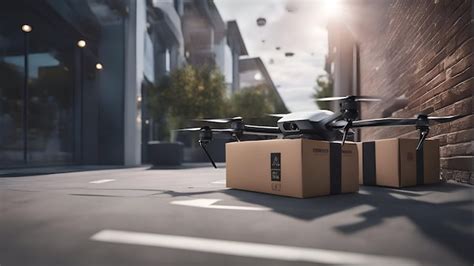 Premium Photo | Drone with digital camera flying over a cardboard box ...