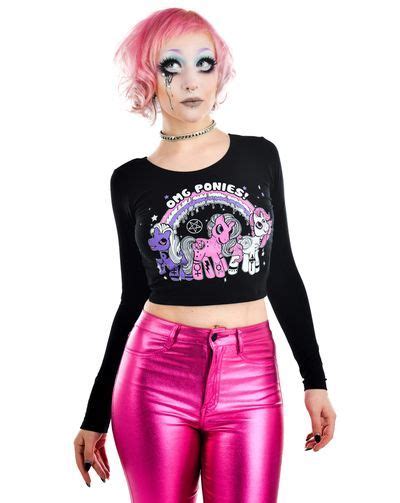 Click Here To View Larger Image Long Sleeve Crop Top Pastel Goth