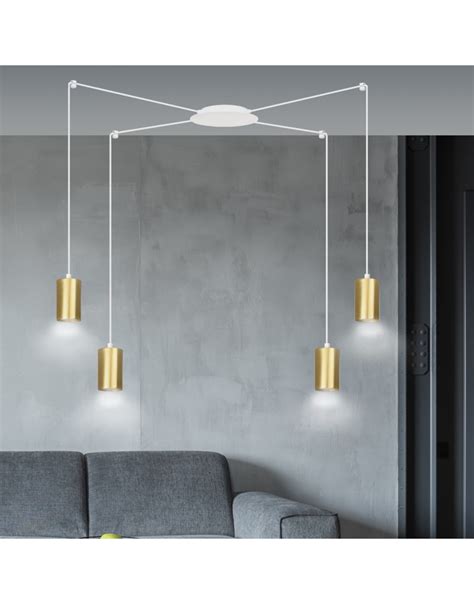 metalowa lampa wisząca Emibig TRAKER 6 BL GOLD EM526 6 halogen