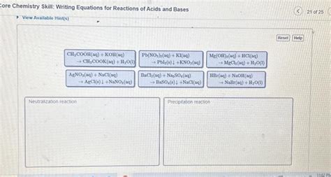 Solved Core Chemistry Skill Writing Equations For Reactions Chegg