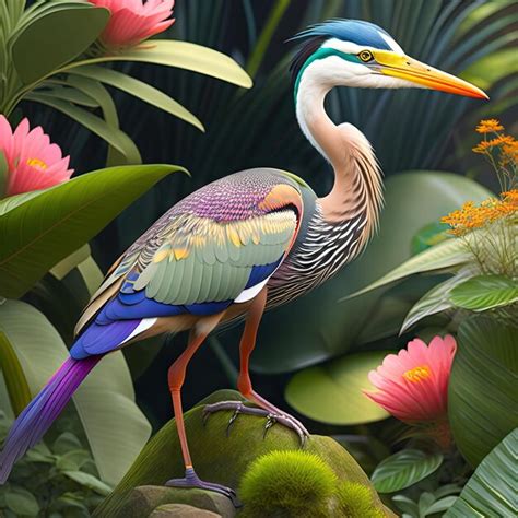 Premium Ai Image Beautiful D Realistic Heron In Exotic Jungle Full