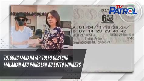 Totoong Mananaya Tulfo Gustong Malaman Ang Pangalan Ng Lotto Winners