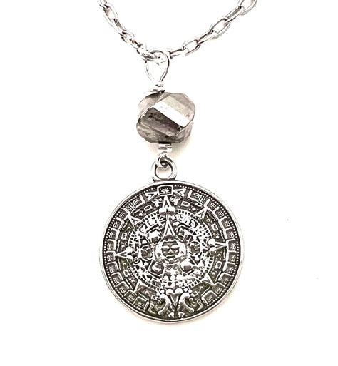 Mayan Calendar Necklace Pyrite Necklace Sterling Necklace Sterling