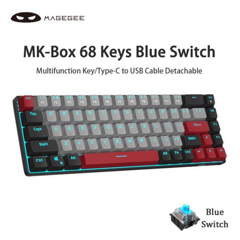 MageGee MK Box 65 Mechanical Keyboard Wired Gaming Keyboard Blue Red