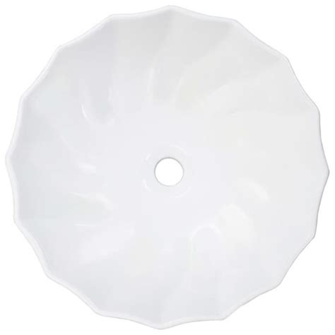 Lavabo en céramique blanc QQMORA Rond 46 cm Design floral