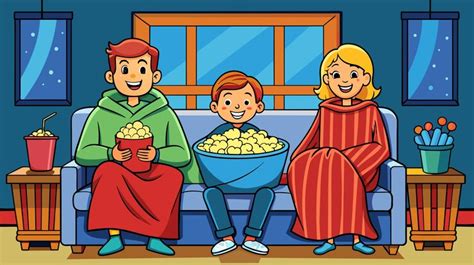 Family Movie Night at Home Illustration | Premium AI-generated vector