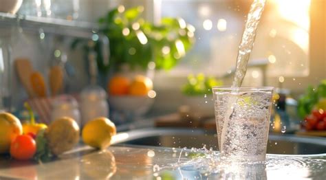 Premium Photo Crystal Clear Water Flowing From Kitchen Tap Into Glass