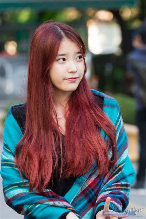 Lee Ji Eun Iu Long Hair Styles Red Hair Korean Red Hair