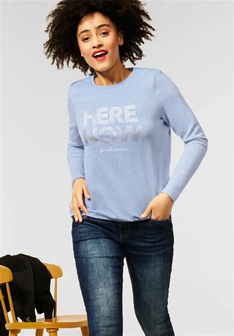 Street One Cosy Wording Shirt F R Damen In Blau Street One