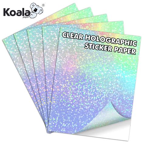 Koala Clear Holographic Sticker Paper Spot Clear Laminting Sheets A