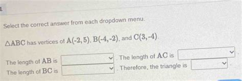 Solved Select The Correct Answer From Each Dropdown Menu Geometry