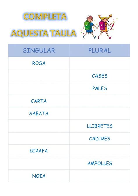 Ejercicio interactivo de Singular i plural para Primer primària Puedes