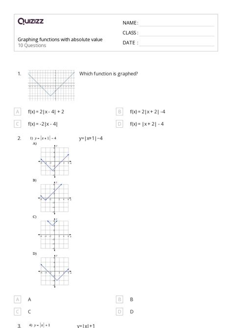 50 Absolute Value Equations Functions And Inequalities Worksheets For 11th Grade On Quizizz