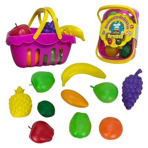 Cesta De Frutas Rosa Frutinhas Plástico Brinquedo Infantil Cestinha