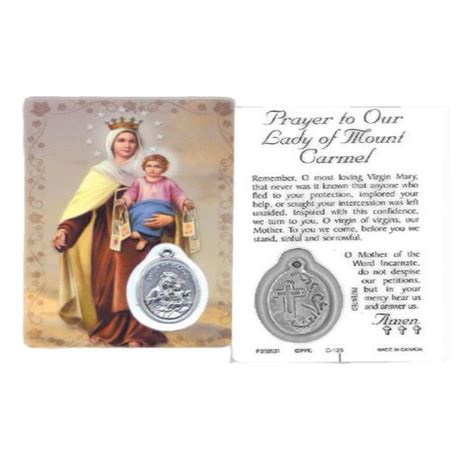 Laminated Prayer Card Our Lady Of Mt Carmel Southern Cross Church Supplies And Ts