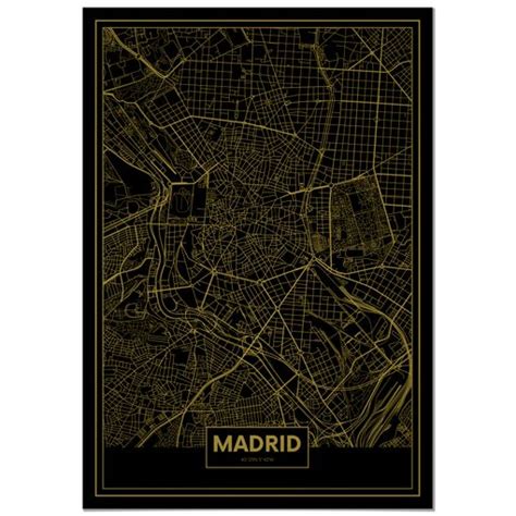 Panorama Cuadro De Aluminio Mapa Oro De Madrid 70x100 Cm Con Ofertas En