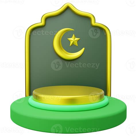 3d Ramadan Podium Decorated With Islamic Gate And Crescent 22280630 Png