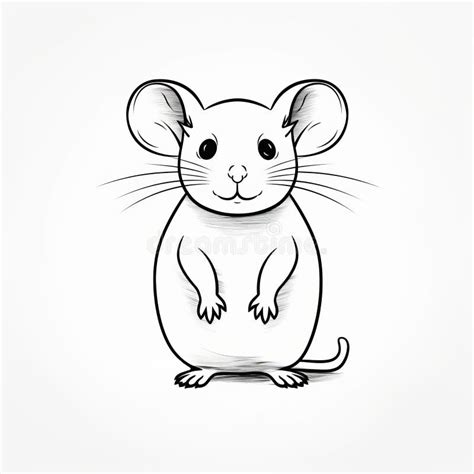 Minimalistic Black and White Cartoon Mouse Vector Illustration Stock ...