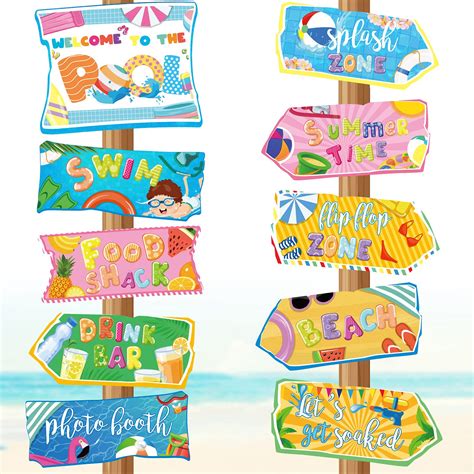 Buy 20 Pieces Pool Party Sign Hawaiian Luau Party Signs Tropical Summer