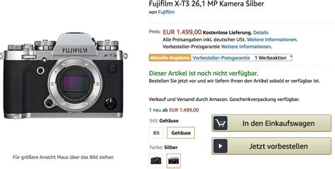 Fujifilm X-T3 Pre-order at Amazon Europe and Up to €300 Discount if ...
