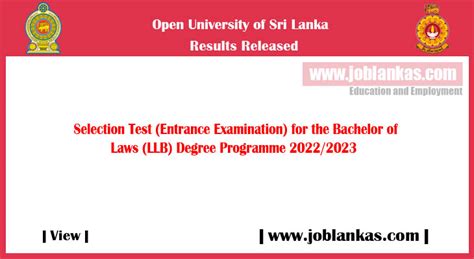 Llb Degree Selection Test Results Released 2023 Open University Of