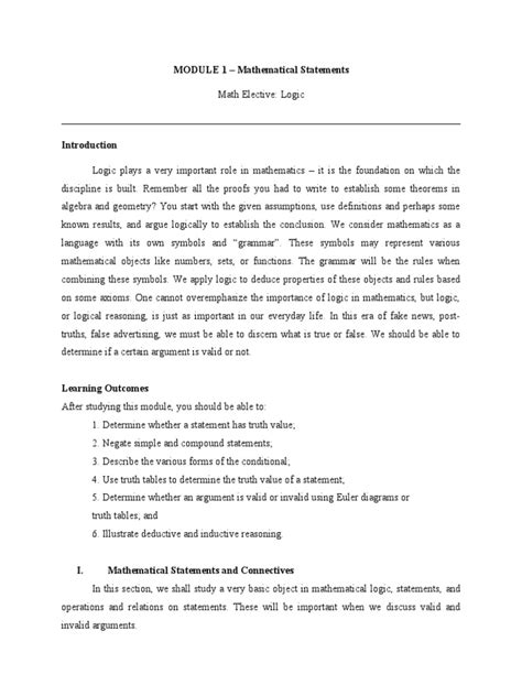 module  math statements  answers  mathematics argument