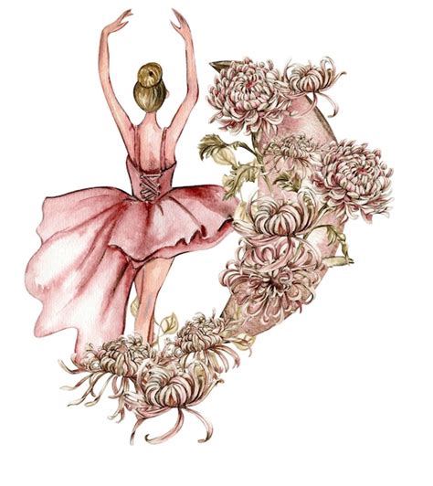 Aquarela Dan Ando Linda Bailarina Rosa Flores E Lua Ilustra O