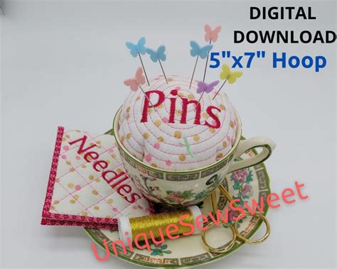 Ith Machine Embroidery Project Pincushion Needle Keeper Set Etsy