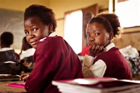 Portrait Of South African Girls In A Rural Transkei Classroom Stock