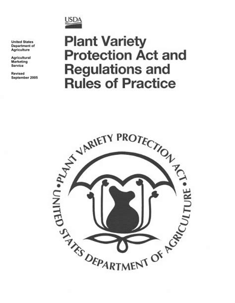 Plant Variety Protection Act And Regulations And Rules Of Practice