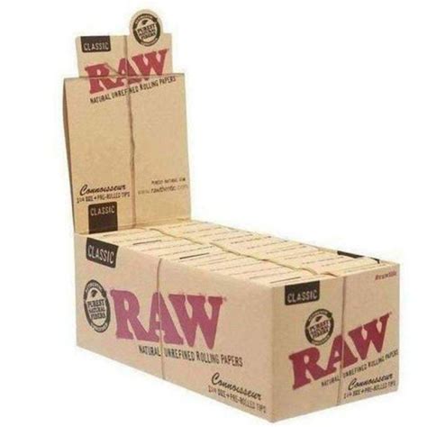 Raw Classic Connoisseur 1 1 4 Pre Rolled Rolling Papers With Tips 24pk