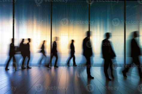 People Silhouettesin Business Office With Motion Blur Effect