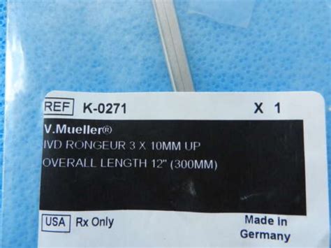 V Mueller Surgical 3 X 10mm Up Angled IVD Rongeur K 0271 NEW Ringle