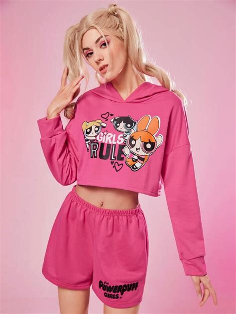 The Powerpuff Girls Romwe Conjunto De Pijama Con Estampado De Dibujos Animados Moda De Mujer