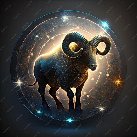 Premium Ai Image Aries Round Zodiac Animal Sign Realistic Mystical