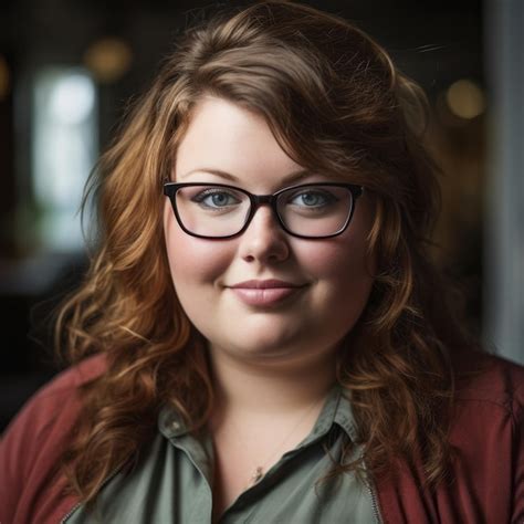 Premium Ai Image A Woman With Glasses And Red Hair Posing For A Photo