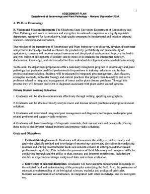 Fillable Online Entoplp Okstate ASSESSMENT PLAN Department Of