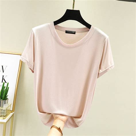 Summer Modal Round Neck Short Sleeved T Shirt For Women With Half